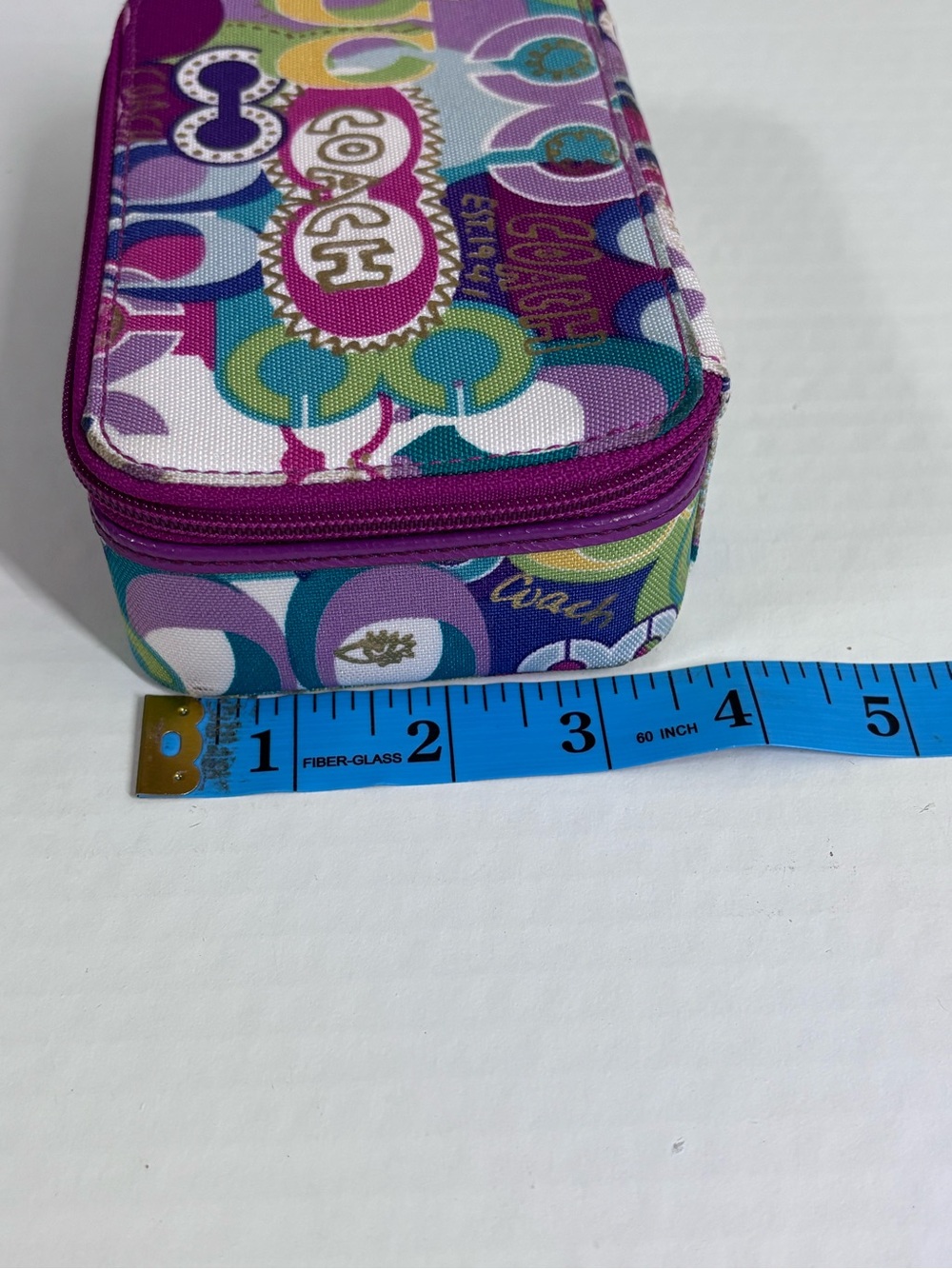 Vintage Coach Y2K Poppy Canvas Jewelry Case Purple RARE Travel Case - Picture 9 of 12
